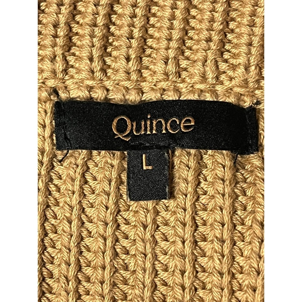 Quince 100% Organic Cotton Fisherman Crew Sweater Camel Brown Size L CGC01-5708 - Picture 5 of 11